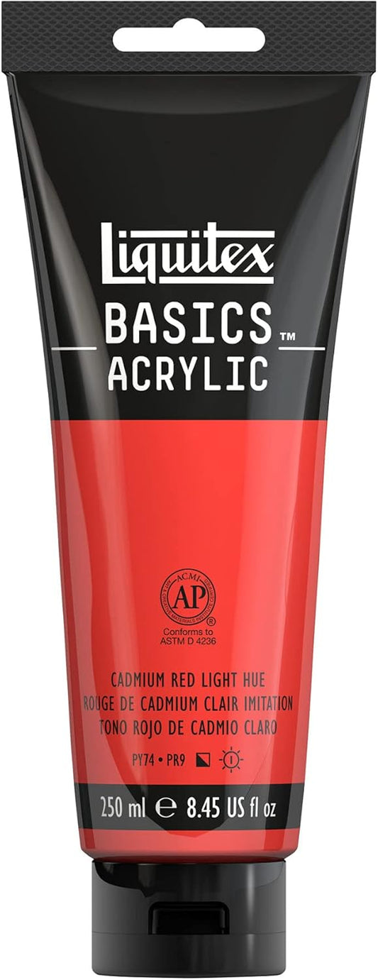Liquitex BASICS Acrylic Paint, 250ml (8.5-oz) Tube, Cadmium Red Light Hue