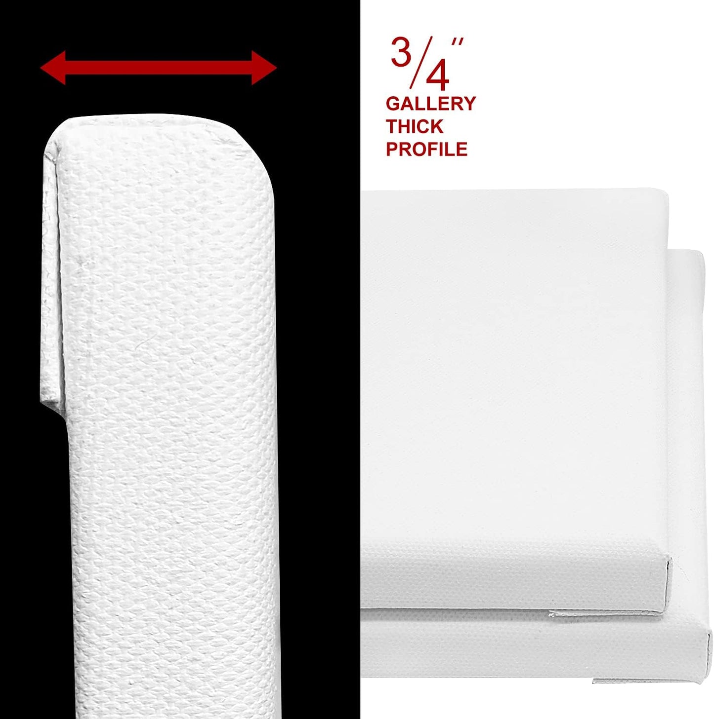 PHOENIX Professional Stretched Canvas for Painting - 11x14 Inch/6 Pack 3/4 Inch Profile, 100% Cotton 11 Oz. Heavy Duty Gesso Triple Primed White Blank Artist Canvases for Oil & Acrylic Paints