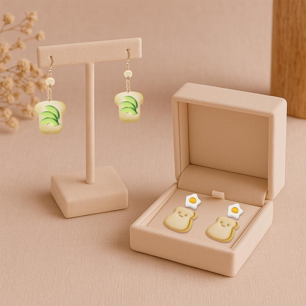 ACRNIGHEET Polymer Clay Cutters - 15 Shapes Food Breakfast Bread Theme Polymer Clay Cutters for Jewelry, Cute Earring Making Kit with Storage Box
