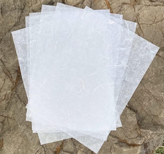 50 Sheets A4 Natural Fiber Mulberry Tree Mulberry Paper Sheets Art Tissue Washi Paper Design Craft Art Origami Suppliers Card Making DIY Crafts (White Color, A4)