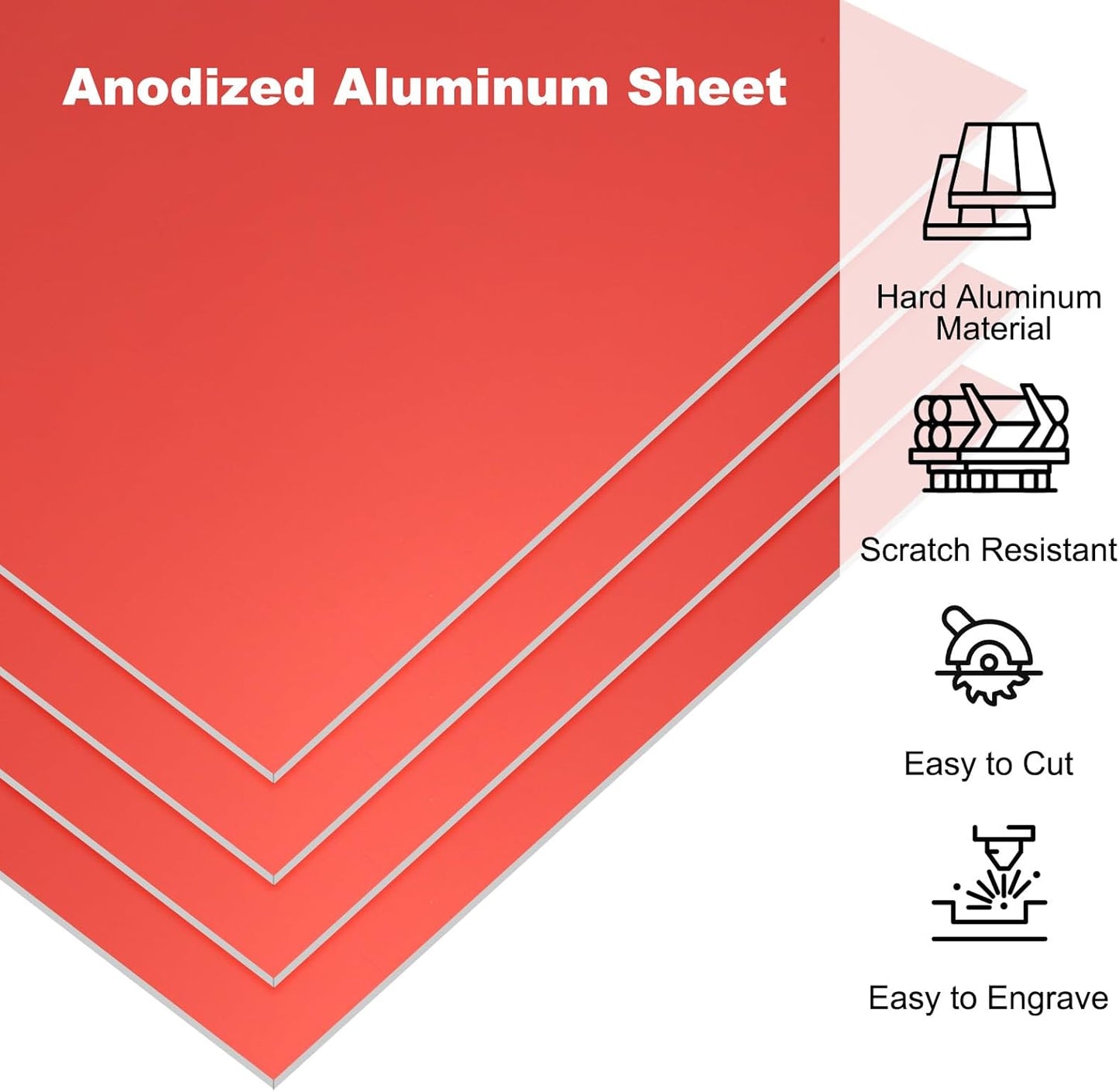 PATIKIL 7x5x1/32inch Anodized Aluminum Sheet, 5Pcs Metal Rectangle Aluminum Plate 0.8mm Thick Engraving Blanks for Laser Engraving DIY Decorative Crafting Home Decoration, Red