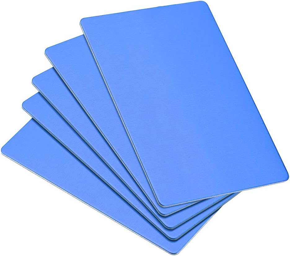 uxcell Blank Metal Card 100x60x0.8mm Anodized Aluminum Plate for DIY Laser Printing Engraving Blue 5 Pcs