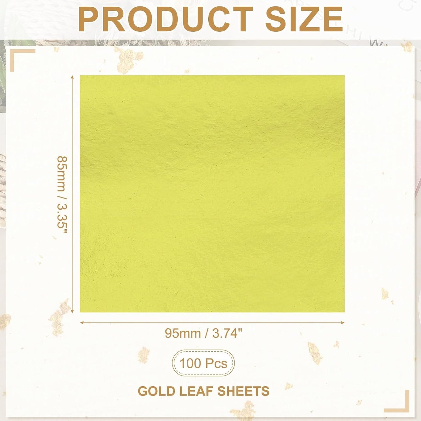 PATIKIL Gold Leaf Sheets for Art 3.7" x 3.4", 100 Pcs Gold Foil Sheet Metallic Leaf Papers for DIY Crafts Resin Furniture Nails Paintings Home Decoration, Yellow