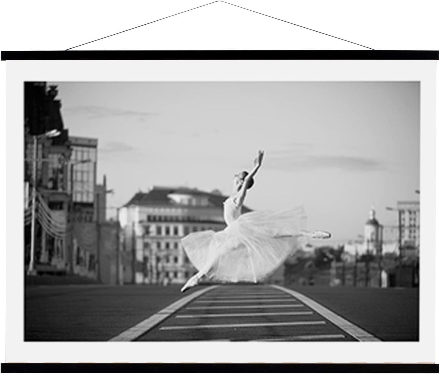 WITCOLOR 36 Inch Wide Magnetic Frames, Strong Magnet, Wood Poster Hanger for Diamond Painting, Maps, Pictures, Prints, Scrolls, Canvas Artwork, Movie Poster, Bedroom, Office (Black)