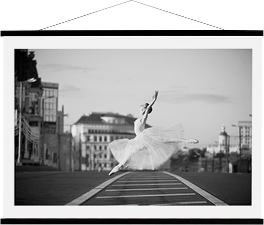 WITCOLOR 32" Wide Magnetic Poster Hanger Frame - 32x24 32x45 32x40 Wooden Poster Frame, Solid Black Wood, Strong Magnets for Easy Hanging Posters Maps Pictures Canvas Scrolls Print Wall Art