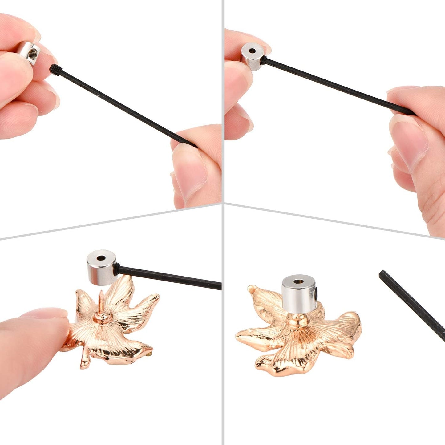 Leinuosen 60 Pieces Pin Keepers Locking Clasp Pin Backs Replacement with Wrench (Silver Color, 6 x 5 mm)