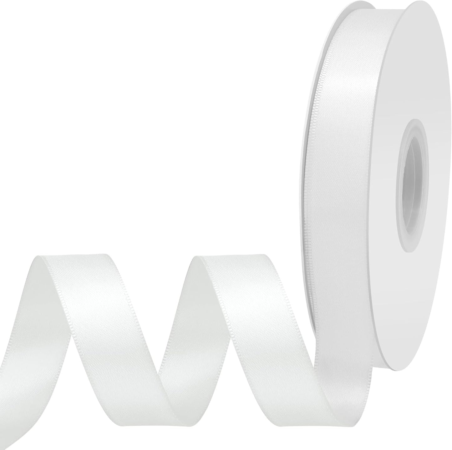 Off White Satin Ribbon 3/4" X 50 Yards Solid Color Double Faced Ribbons Perfect for Crafts Wedding Decor Bow Making Arts Sewing and More