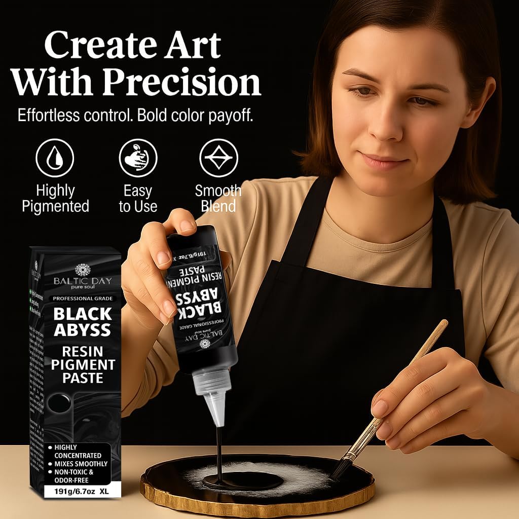 BALTIC DAY Black Abyss Epoxy Resin Pigment Paste XL (191g/6.7oz) – Opaque Epoxy Dye & High Concentration Coloring Paste, Mica Powder Alternative for Resin Art, Jewelry, Tumblers, River Tables & Crafts