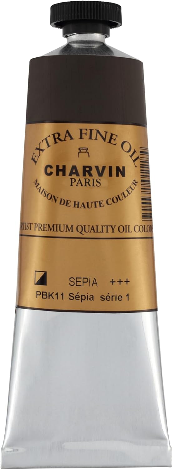 Charvin Extra Fine Oil Paint, Sepia 60 mL - Triple-Milled, Rich Texture, Poppy Oil-Based, Light-Fast, Handmade, Archival Quality