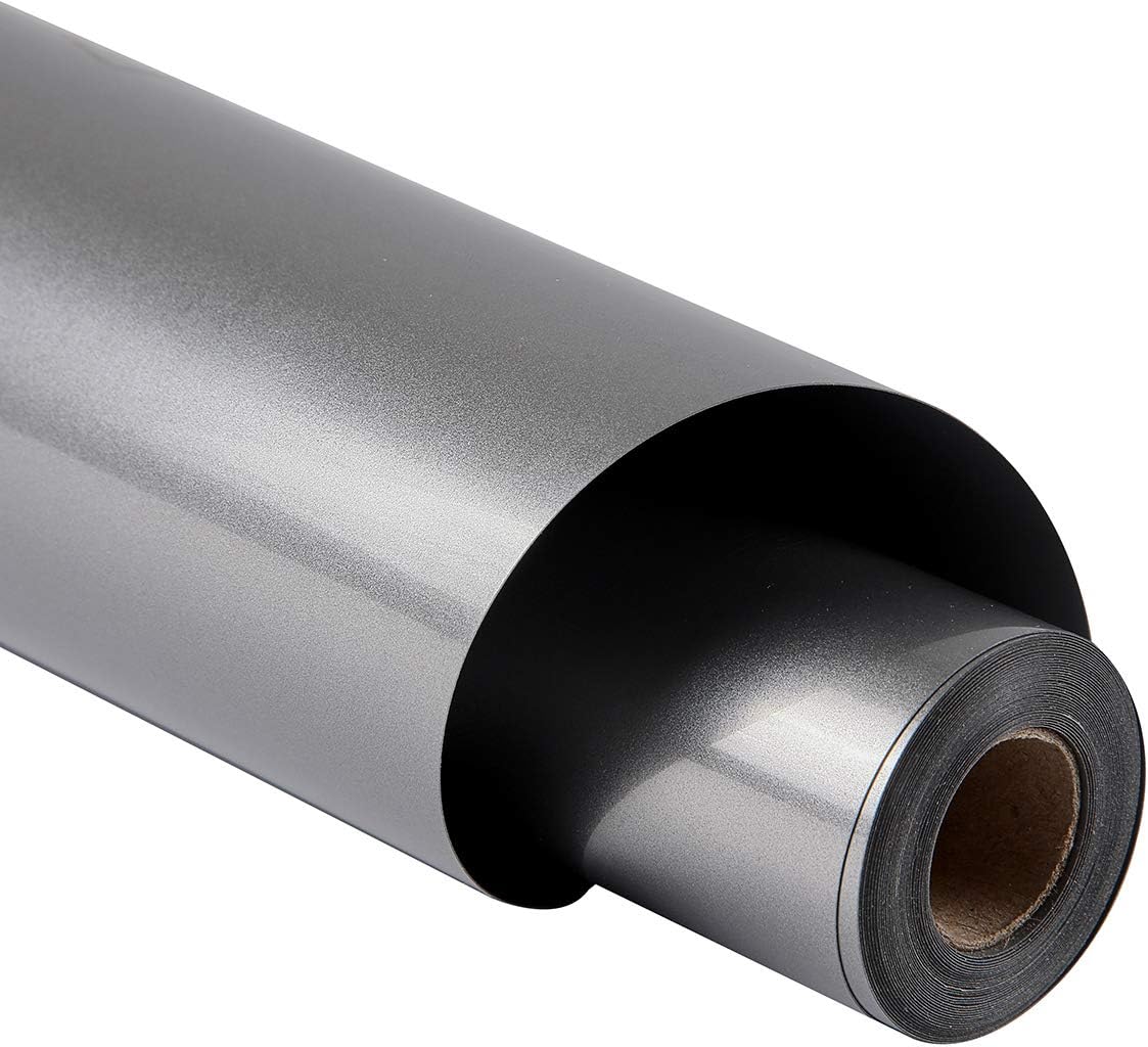 guangyintong Reflective Dark Grey Heat Transfer Vinyl HTV Rolls, 12" x 8ft Reflective Iron on Vinyl for T-Shirts, Dark Grey HTV Vinyl for All Cutter Machine Easy to Cut & Weed for HTV DIY Design