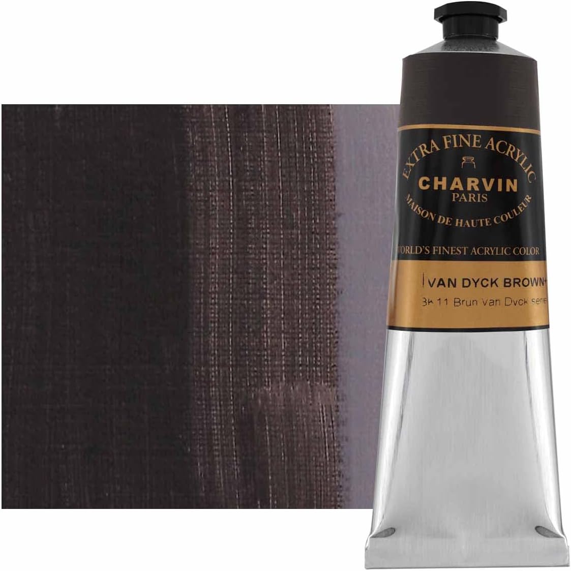 Charvin Extra Fine Professional Acrylic Paint - Van Dycke Brown, 150ml Tube, Triple-Milled, Lightfast Pigments, Open Stock Artist Acrylic Paints in Nature-Inspired Hues