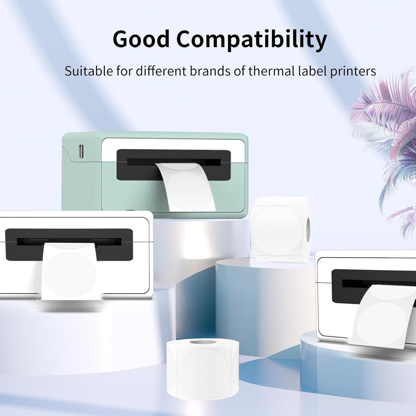 Round Transparent Thermal Label Stickers- 1.5 Inch, Round Clear Self-Adhesive Direct Thermal Labels, Perforation Line Design& Waterproof- 350 Sheets