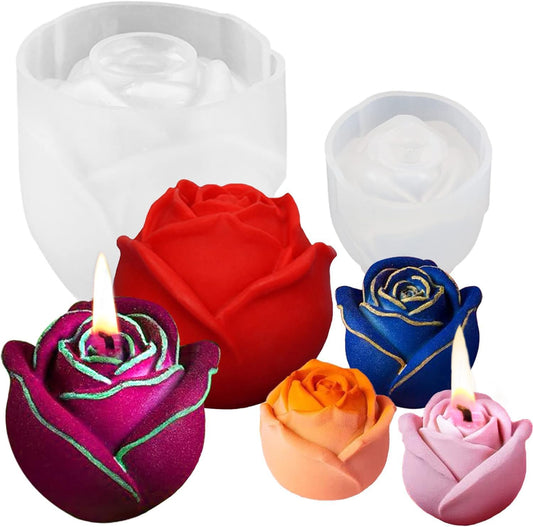 2 Pack Rose Candles Molds for Candle Making, 3D Rose Flower Silicone Molds for DIY Epoxy Resin Casting Handmade Soap Ice Valentine's Day Mother's Day Marriage Proposal Theme Home Decor