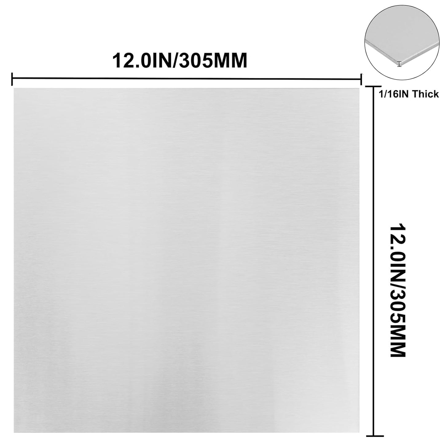 430 Stainless Steel Sheet Metal 12" x 12" x 1/16" Inch Metal Plates for Magnetic Mount Board Wall 16GA(1.70MM) 430 Stainless Steel Shim Stock Plates Metal Sheets for Crafting, Kitchen, Office