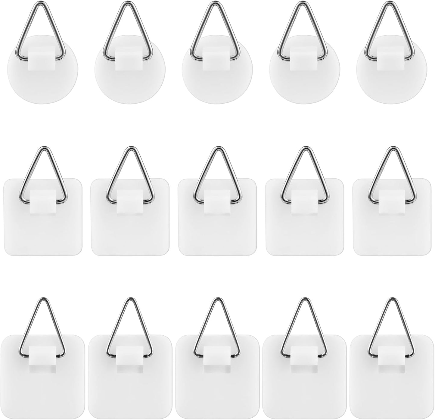 simarro 15PCS Adhesive Picture Hanger, Picture Hanging Hooks Without Nails Foamboard Pictures Hanging Hooks Plate Hangers for The Wall for Plate Frame Wall Art Decor Bathroom Closet(Round Square)