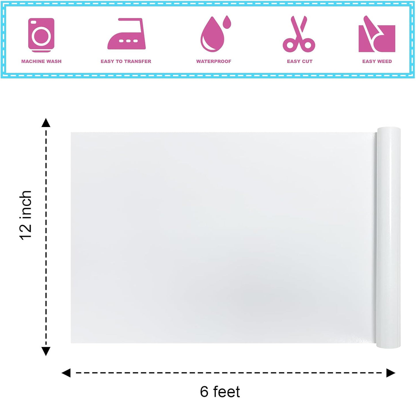 White Glitter HTV Heat Transfer Vinyl 12" x6FT Glitter Vinyl for T Shirts Easy to Cut and Weed Compatible with All Cutter Machines HTV Vinyl Iron on for Cricut (White, 12" x6FT)