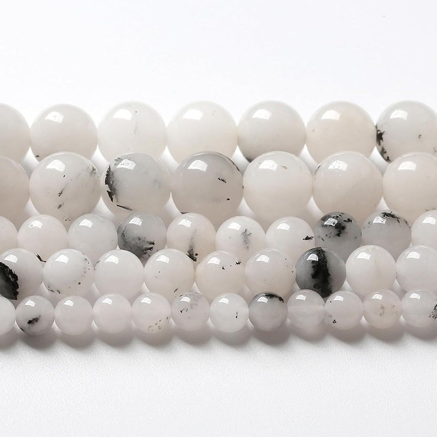 90pcs 4mm Natural Black Rutilated Quartz Crystal Jade Stone Beads for Jewelry Making Energy Healing Power Stone Beads DIY Bracelet Necklace Accessories 15" (4mm, Black Rutilated Quartz Jade)