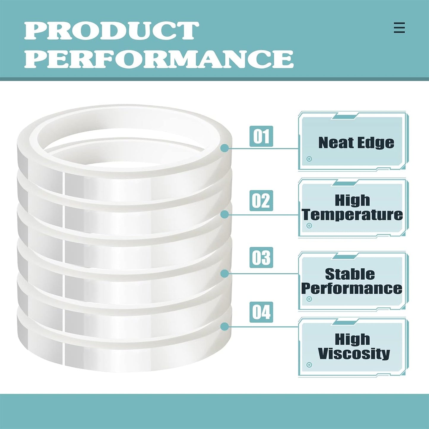 6 Rolls 10mm x33m(108ft) Clear Heat Tape,Transparent High Temperature Heat Resistant Tape,Heat Transfer Tape for Heat Press and Sublimation,Heat Transfer Vinyl,No Residue