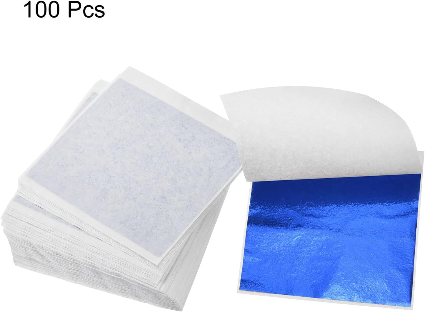 MECCANIXITY Gold Leaf Foil Sheet, Blue Leaf Papers, 3.3 x 3.1inch for Art Decoration, Sculptures, Painting, Pack of 100