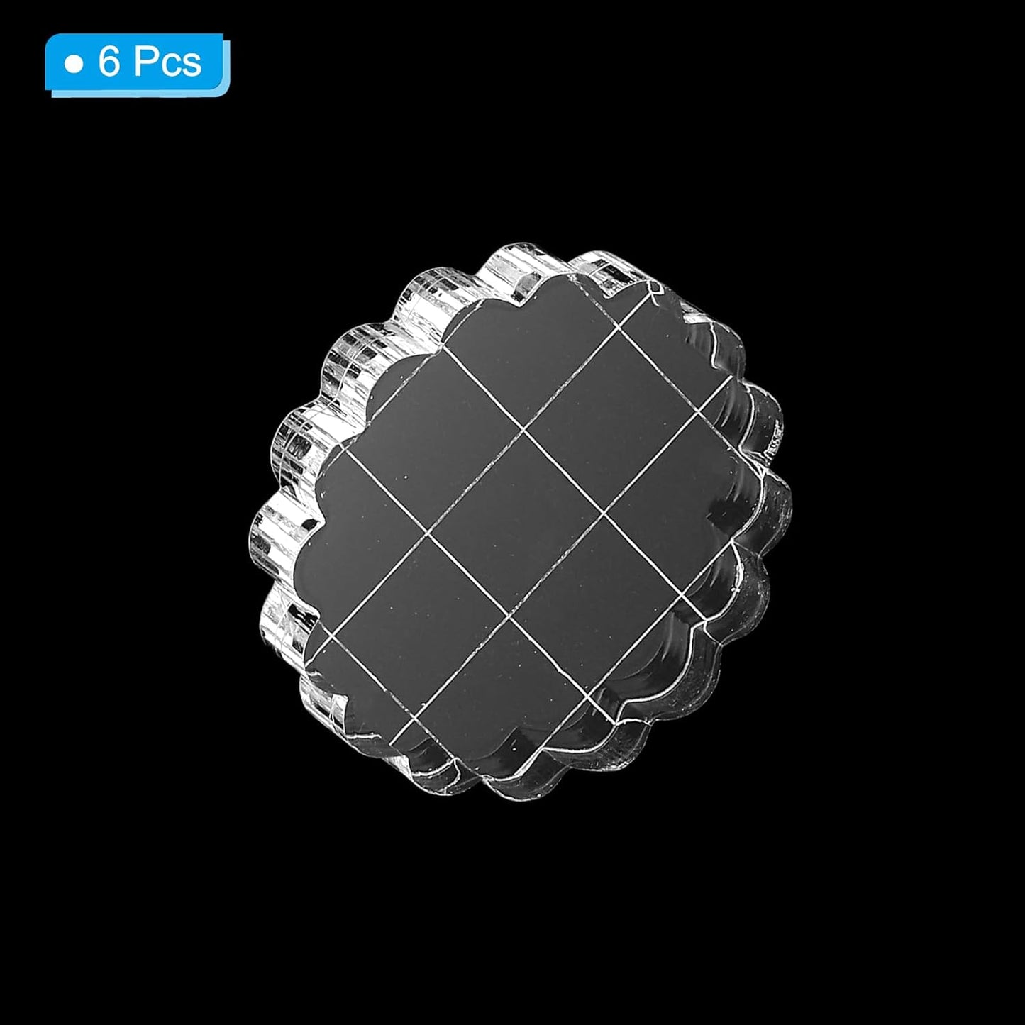 PATIKIL 1.6" Acrylic Stamp Block, 6Pcs Clear Stamping Block with Grid Lines Decorative Mounting Blocks Round for Scrapbooking DIY Crafts Card Making