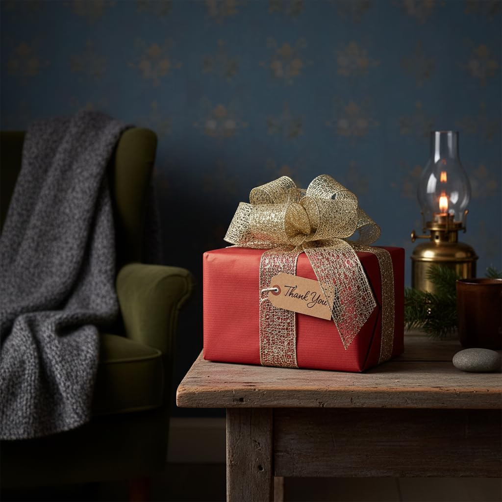 CT CRAFT LLC Sparkling Glitter Mesh Wired Ribbon 2.5" x 10 Yards Champagne Gold for Christmas Home Decor Bow Gift Wrapping DIY Crafts Wreath