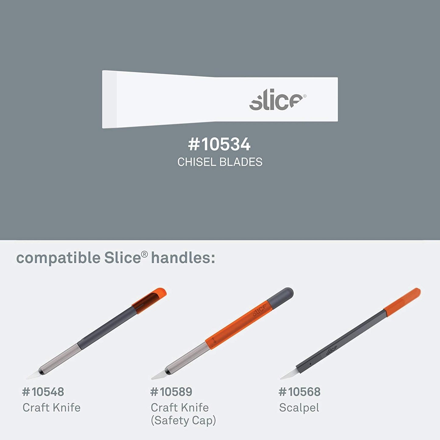 Slice 10534-CS Chisel Blades, Ceramic Blade Lasts 11x Longer Than Metal, Finger Friendly Edge, 24 Blades, White