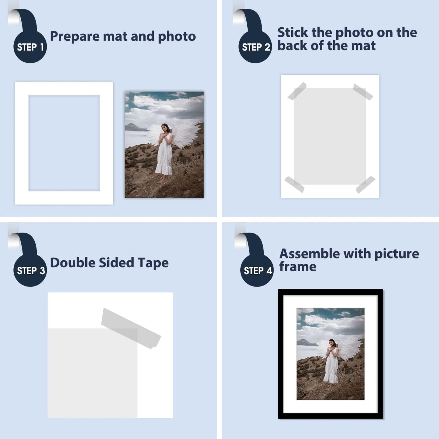 Mat Board Center, Pack of 10, 16x20 for 12x16 White Photo Picture Mats - Acid Free, 4-ply Thickness, White Core - for Pictures, Photos, Framing