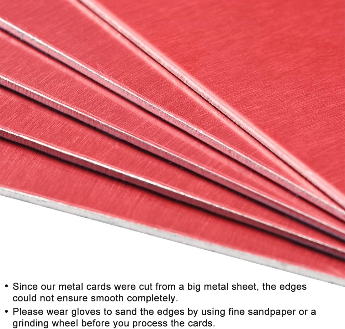 uxcell Blank Metal Card 80x50x1mm Anodized Aluminum Plate for DIY Laser Printing Engraving Red 5 Pcs
