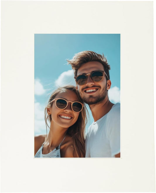 uxcell Picture Mats, 8 x 10 Mat Board Center for 5 x 7 Pictures Acid Free White Core Bevel Cut Frame Mattes with Backing for Display Art Measuring, Cream