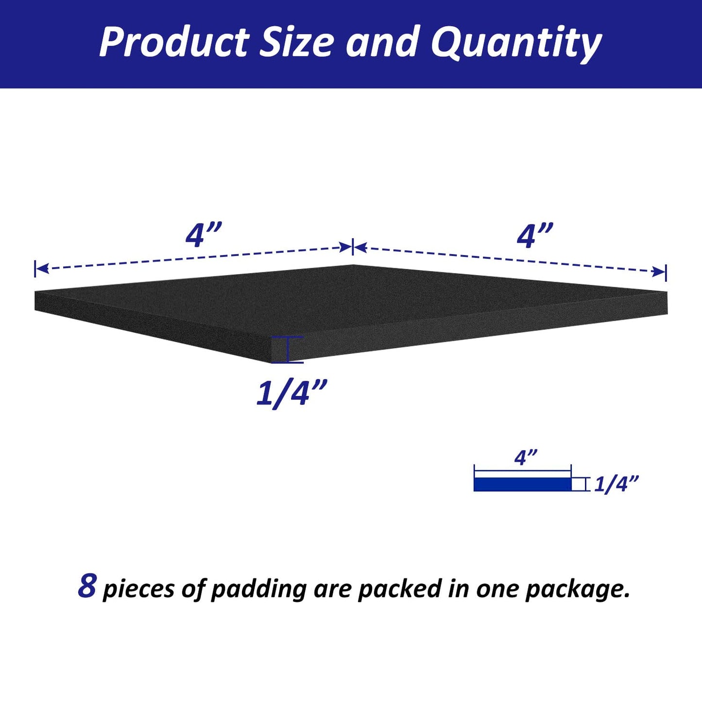 Foam Padding Sheets with Adhesive Backing - 1/4" Thick Self Stick Neoprene Insulation Foam,1/4 Inch Thick X 4 Inch Long X 4 Inch Wide (8, 1/4Inch x 4Inch x 4Inch)