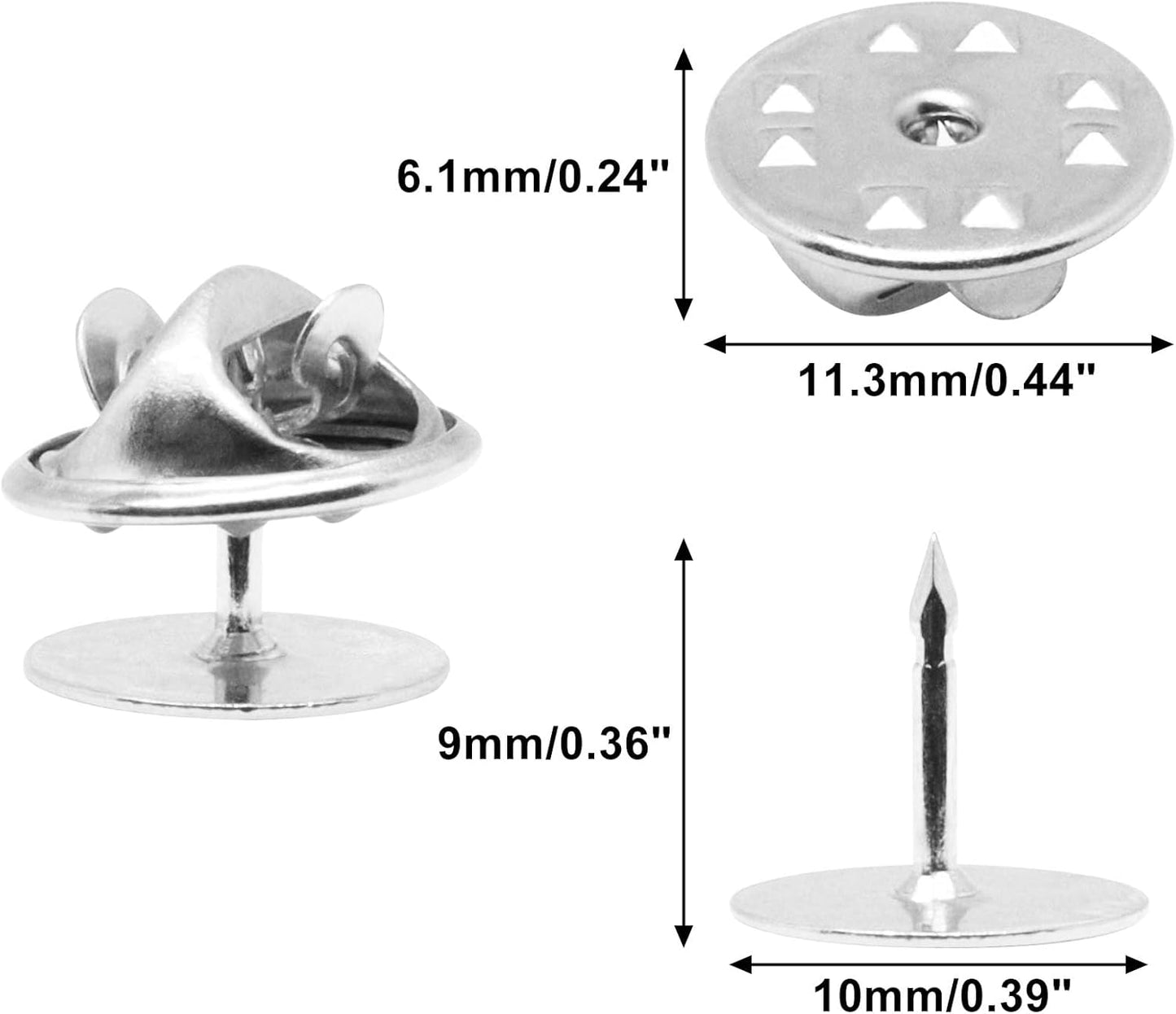 130 Set Pin Backs, Blank Pins Scatter Butterfly Clutch Pin Holder Enamel Pin Locking Backs Tie Tacks Jewelry Pin Backings Clasp for Brooch Lapel Hat Uniform Badges Tie Tack (10mm, Silver)