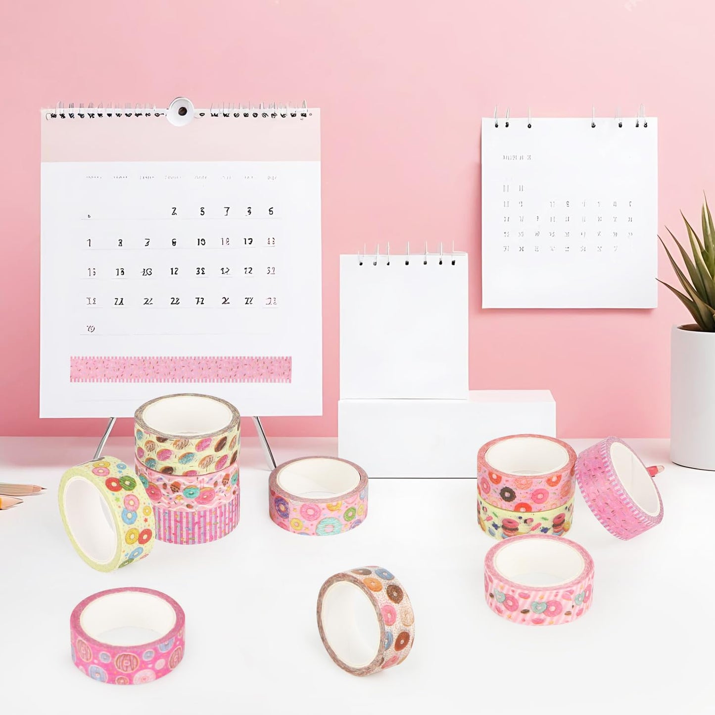 12 Rolls Donut Washi Tape Set, Candy Donuts Stars Masking Tapes, Cartoon Craft Pattern Adhesive Tapes for Planners, Scrapbook Decorating, Journal, DIY Art Crafts, Gift Wrapping 16.4Ft