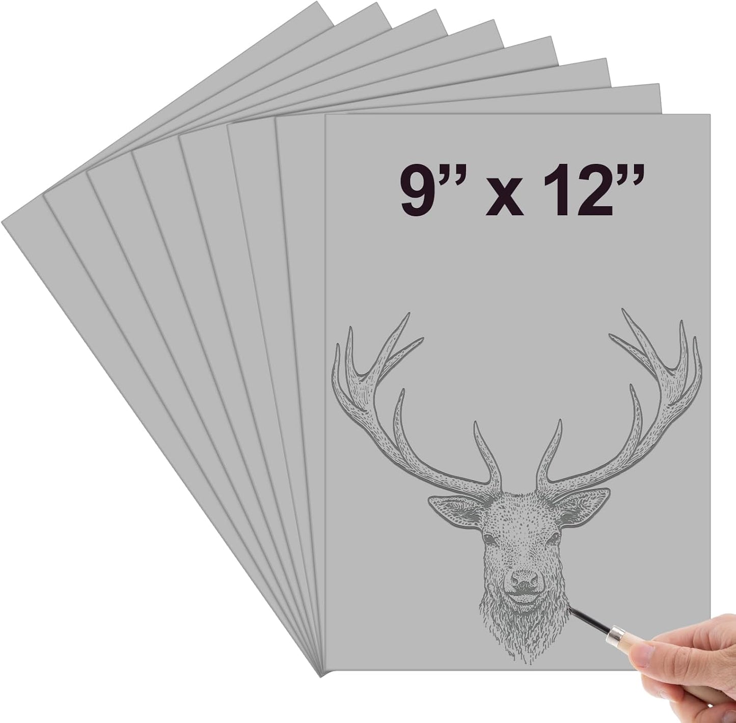 Yeaqee 8 Pcs 9 x 12 Inch Linoleum Block Rubber Carving Block Soft Linocut Blocks Large Linoleum Sheet Unmounted Lino Plates for Engraving Art Project Printmaking Artist Studio Supplies, Gray