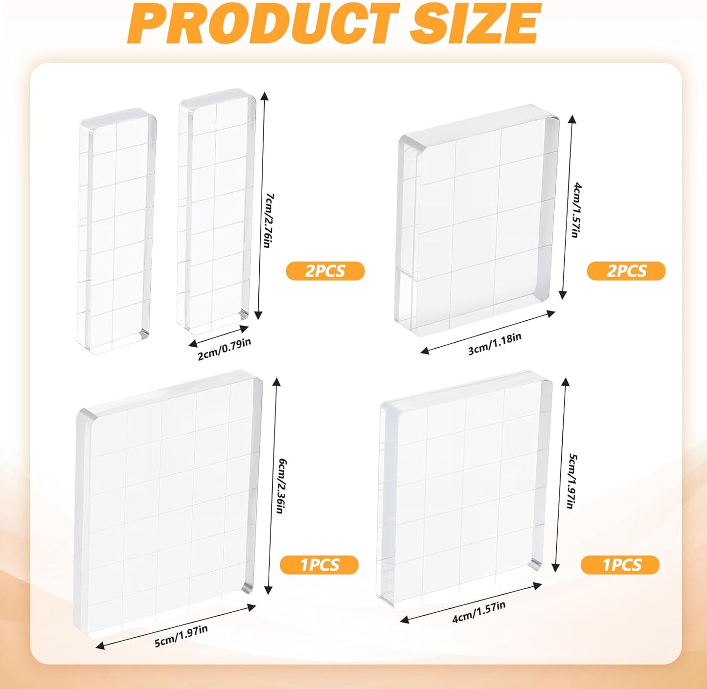 6 Pcs Acrylic Stamping Block Square Clear Stamping Block Tools with Grid Lines Acrylic Blocks Insert Decorative Stamp Blocks Essential Stampings Tool for Scrapbooking Crafts Making DIY Craft