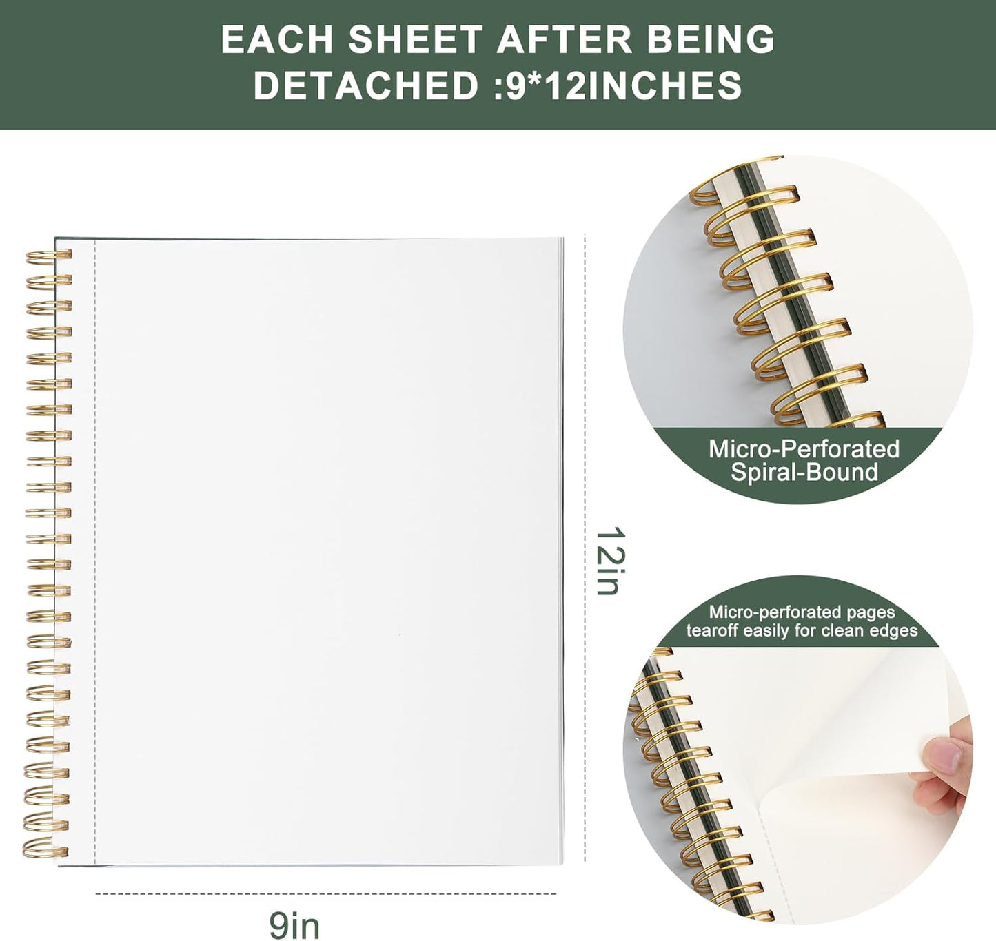 Ddaowanx 9" x 12" Sketch Book, 100 Sheets Spiral Bound Art Sketchbook with Pockets, (68lb/100gsm) Acid Free Artist Drawing Pad Paper Painting Sketching Pad,Gifts for Kids Adults Beginners