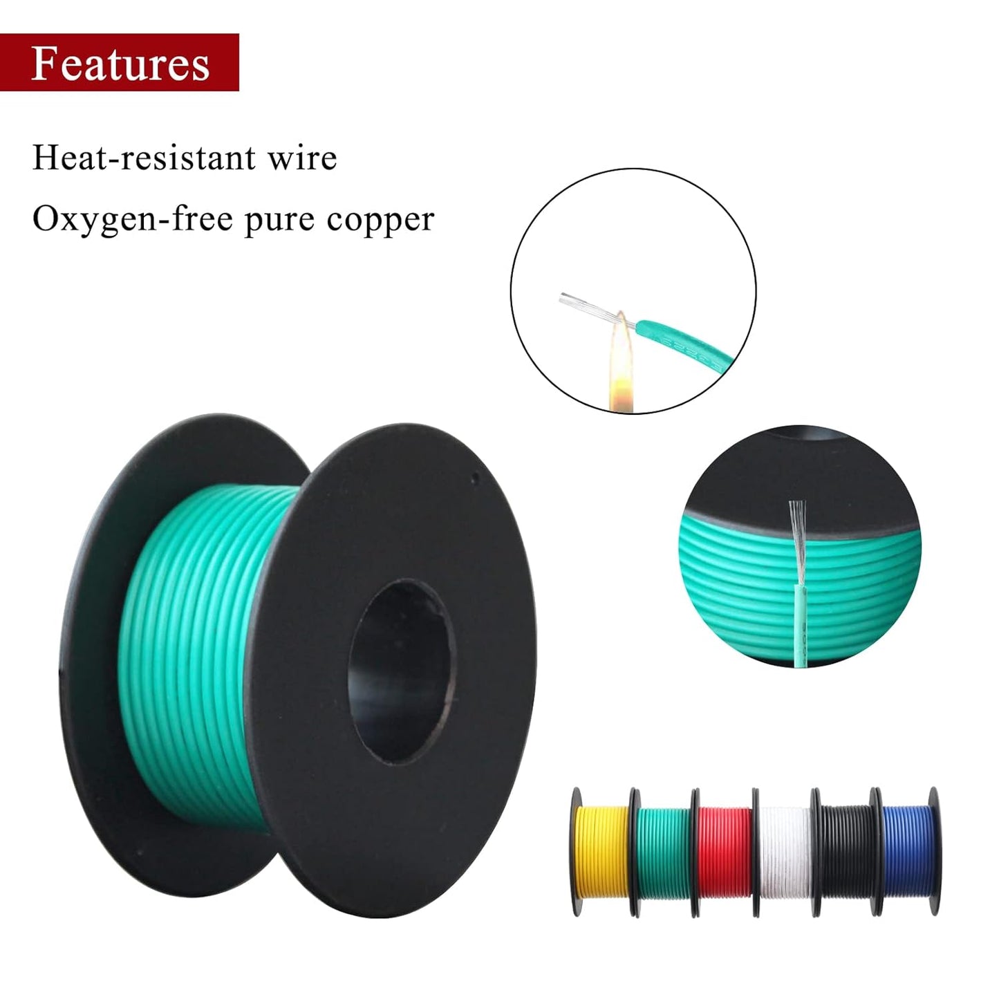 24 Gauge Electrical Wire,24 awg Wire-XINWANG 24 Gauge Stranded Tinned Copper Wire with PVC Insulation(OD:1.4 mm) 6 Colors,33ft Each, Hook Up Wire Kit