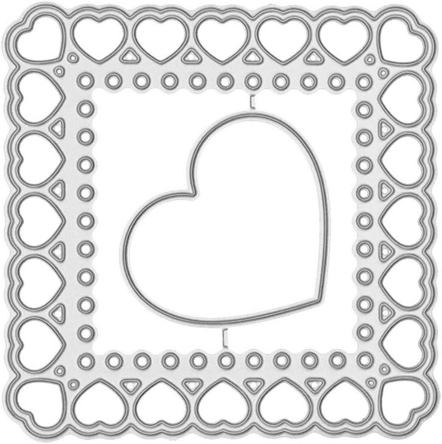 Cutting Dies Metal Stencils Scrapbooking Tools DIY Embossing Template for Paper Card Making Album Arts Crafts Supplies (Heart Frame-6.9x6.9cm)