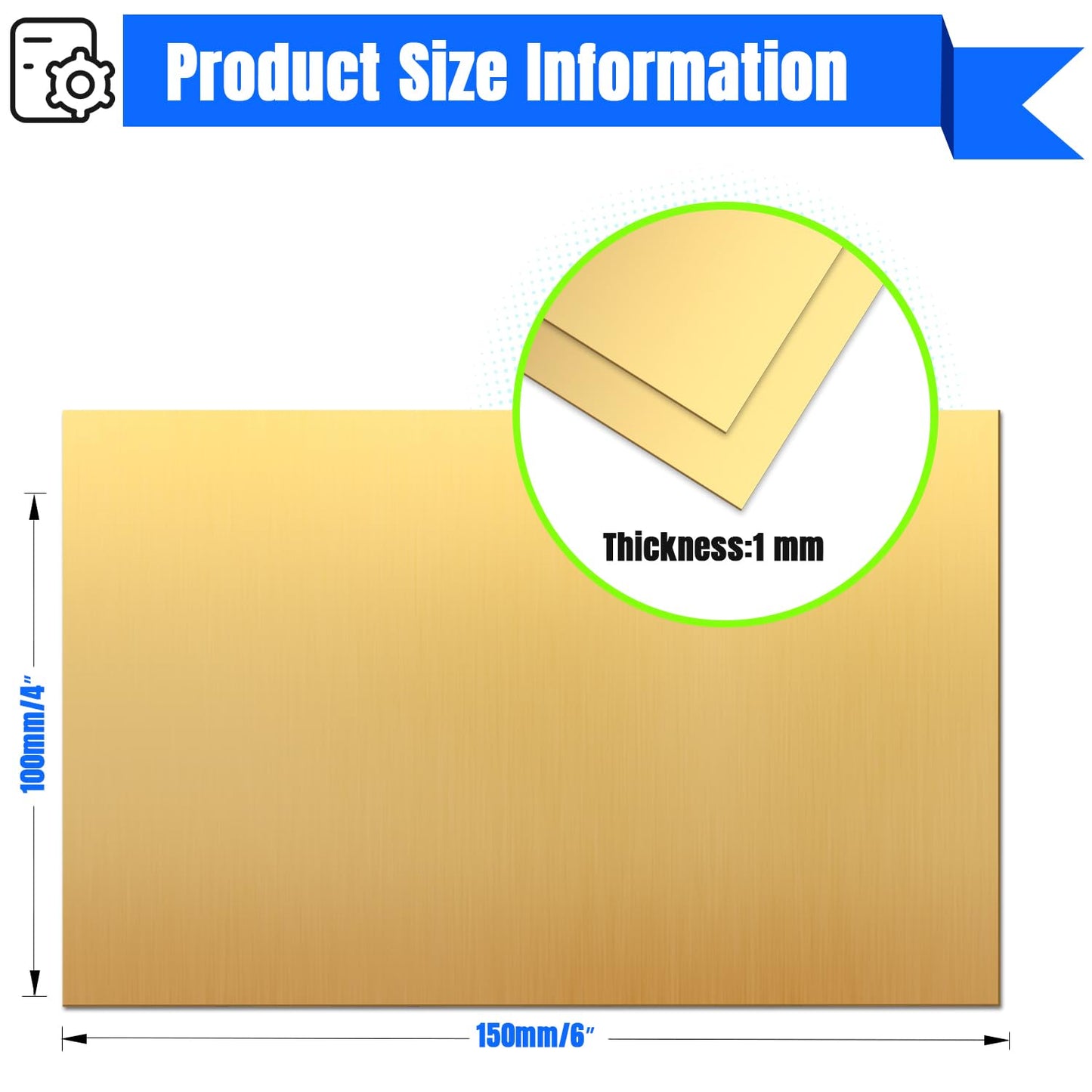 Brass Sheet,4" x 6"-18 Gauge(1mm) Thickness,99.9% Pure Brass Plates for DIY, Jewelry, Electrical, Repair, Industrial(2 Pac）