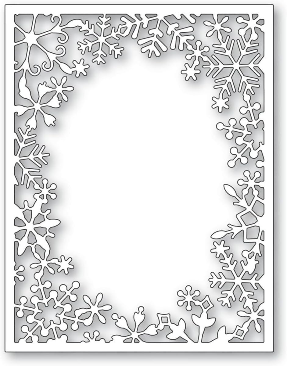 Mvchifay Cutting Dies Happy Birthday Metal Stencils Scrapbooking Tool DIY Emboss Paper Card Making (Snowflake Frame-11x14cm)