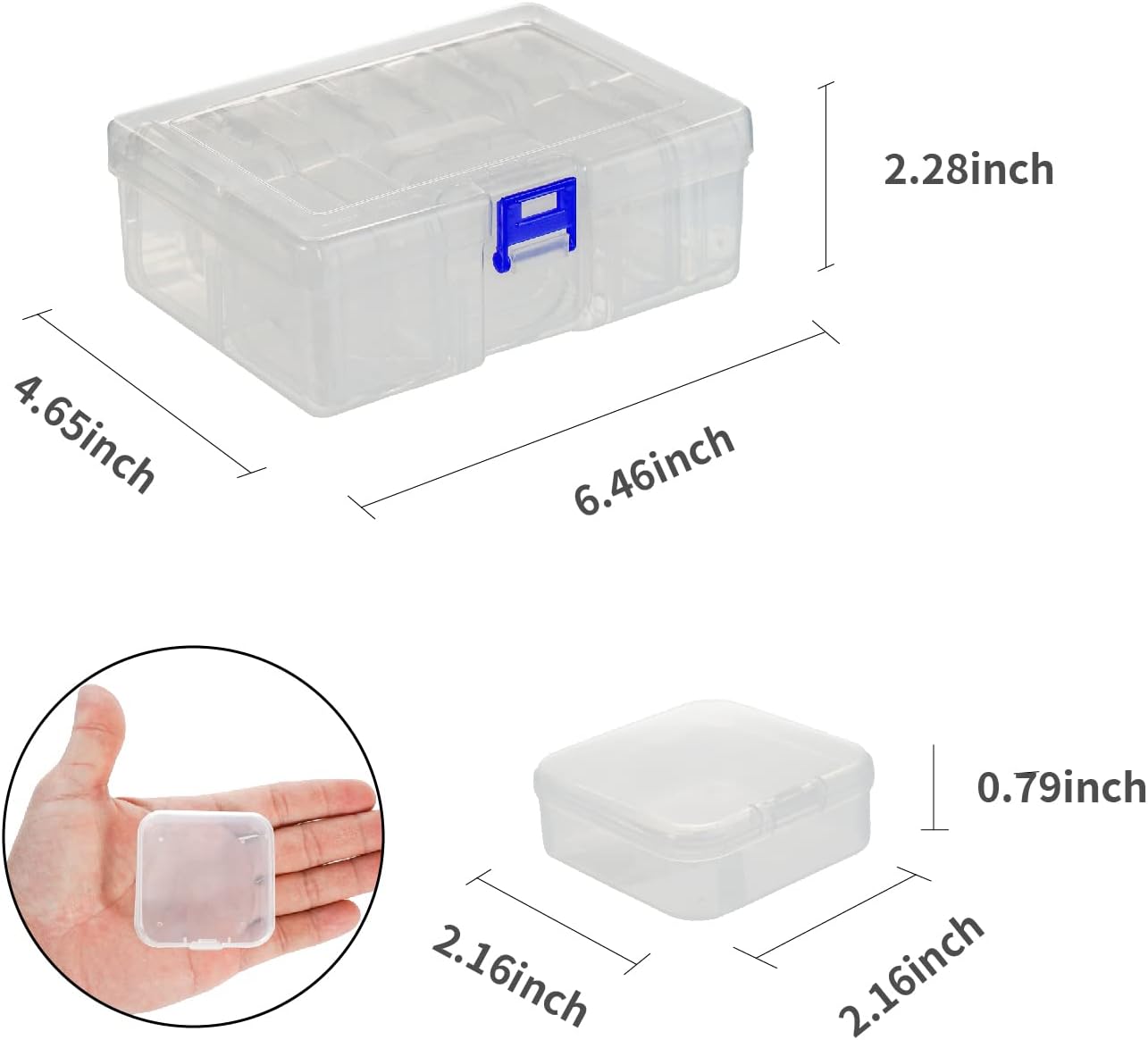 13 Pieces Small Plastic Craft 0rganizers and Storage, Transparent Box with Hinged Lid for Storage of Jewelry, Diamonds, DIY Art Craft Accessory