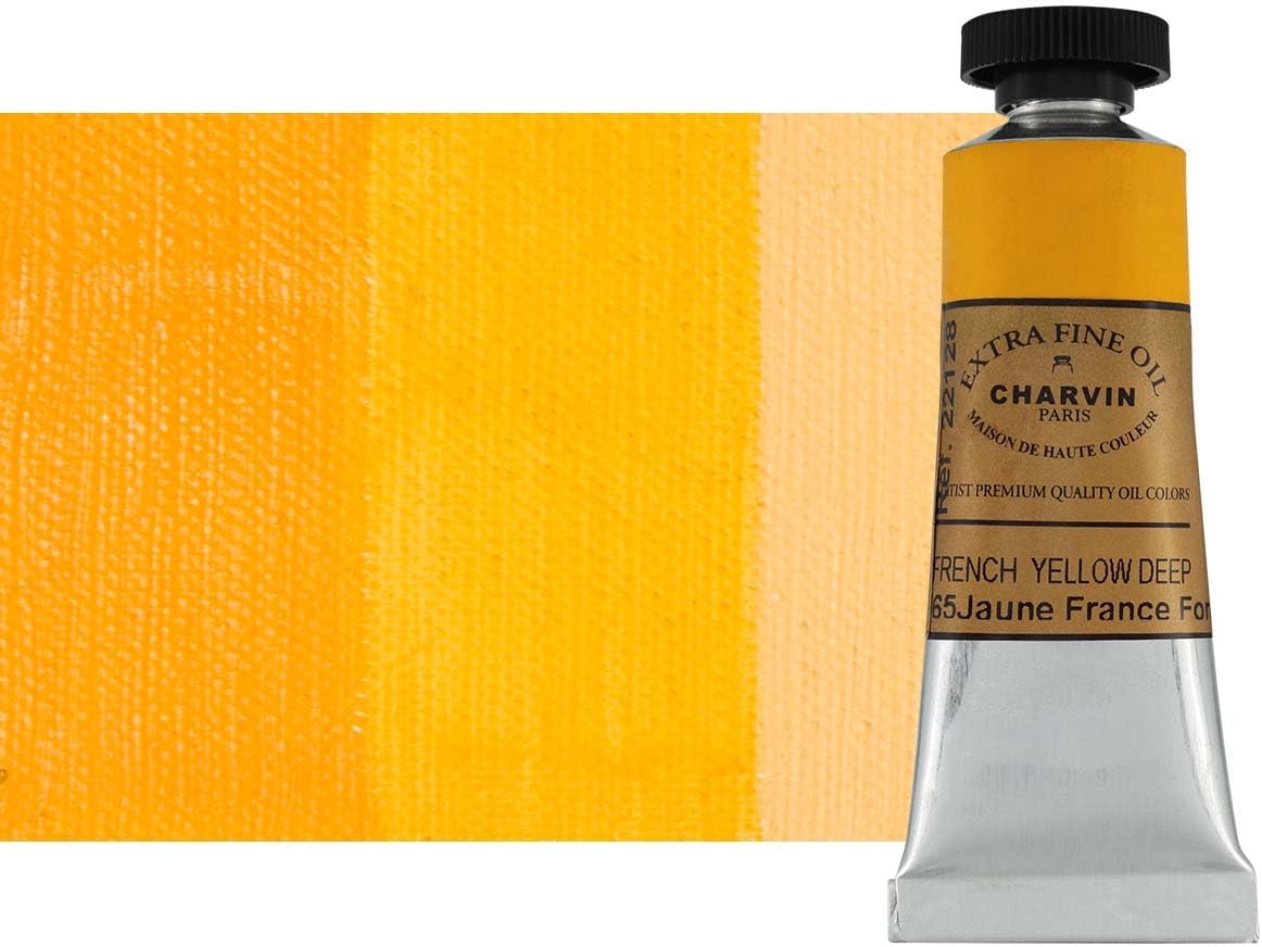 Charvin Extra Fine Oil Paint, French Yellow Deep 20 mL - Triple-Milled, Rich Texture, Poppy Oil-Based, Light-Fast, Handmade, Archival Quality