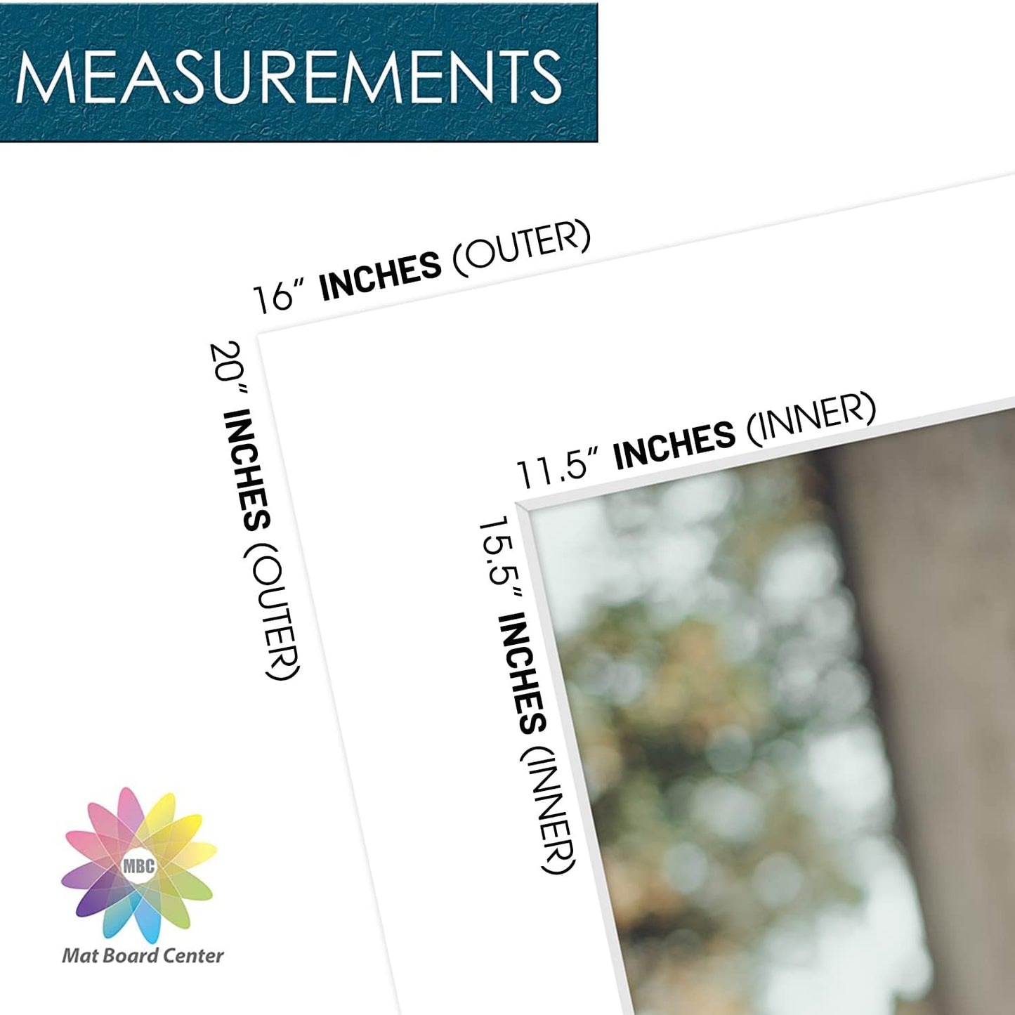 Mat Board Center, Pack of 20, 16x20 for 12x16 White Photo Picture Mats - Acid Free, 4-ply Thickness, White Core - for Pictures, Photos, Framing