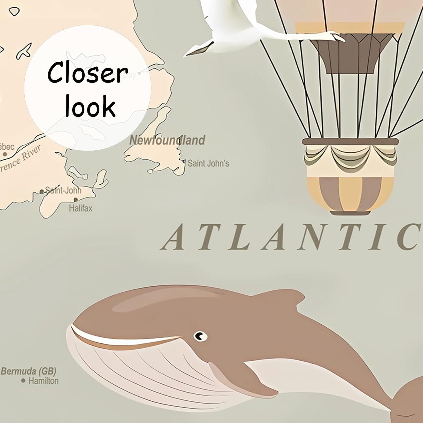 AFZEVEB-Vintage Animal Wallpaper Cartoon Aircraft Map Wall murals for Kids Room 182"x120"(Not Peel and Stick)