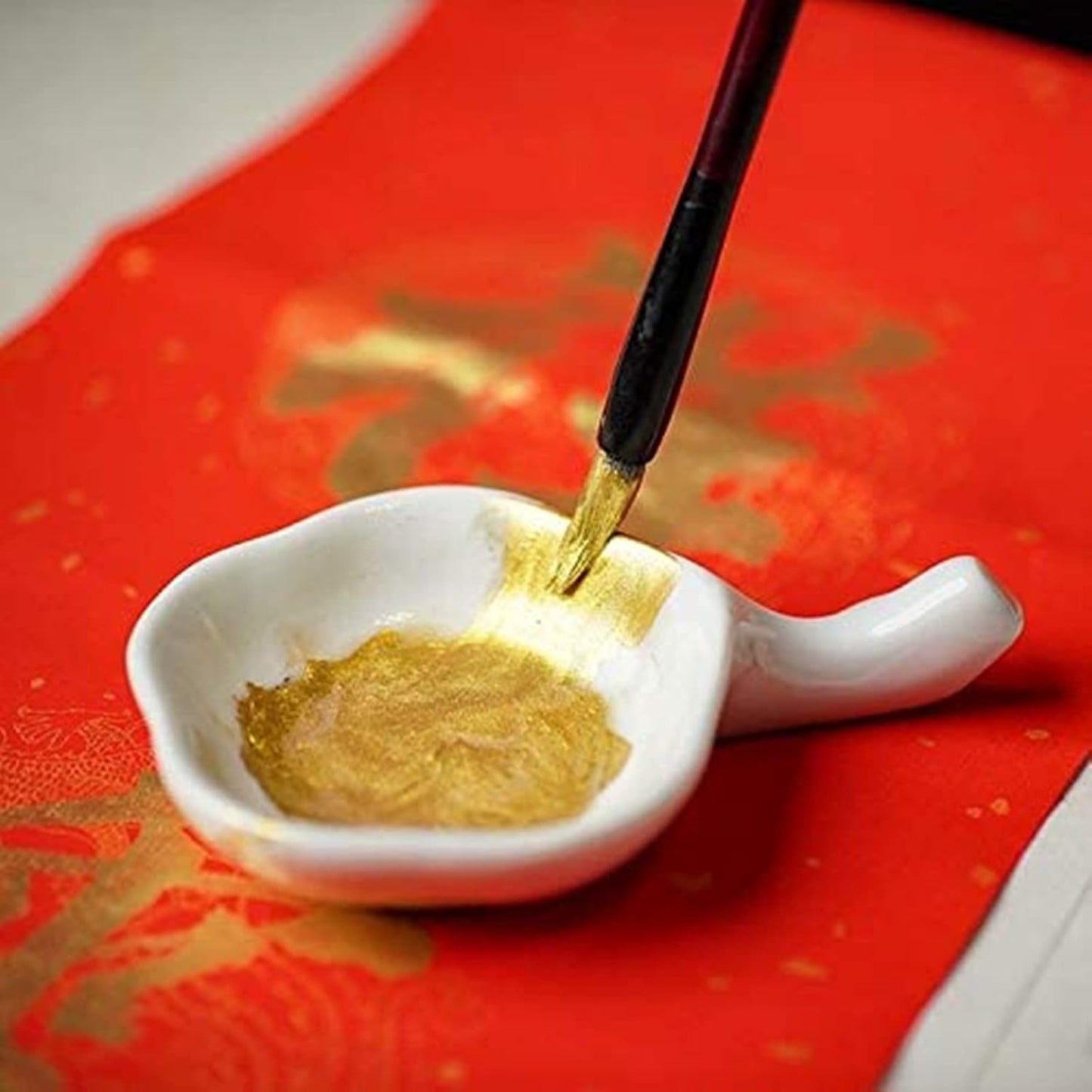 MEGREZ Yidege Colored Ink Liquid Sumi Ink for Calligraphy Practice and Chinese Brush Painting Drawing Writing Traditional Artworks, Gold - 99g (3.5 oz)