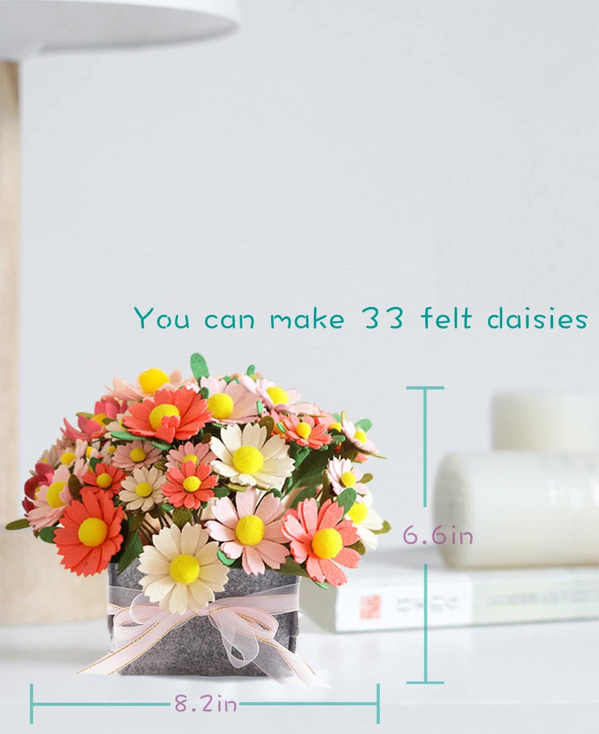 DIY Felt Flower Art Craft Kit, Daisy Bouquet Kit, Floral Gifts, Beginner Craft Kit, Arrange Pre-Cut Flowers and Foliage