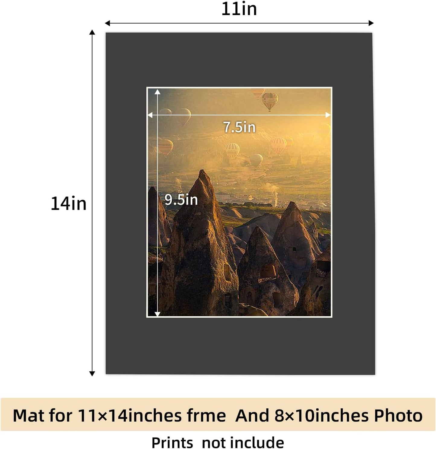 HOTUO 10 Pack Black 11x14 Picture Frame Mats, Pre-Cut 11x14 Picture Mats with Ivory Core Bevel Cut for 8x10 Photo, Signature Friendly 4 Ply Thickness Photo Mat for Frames/Artwork/Print/Picture