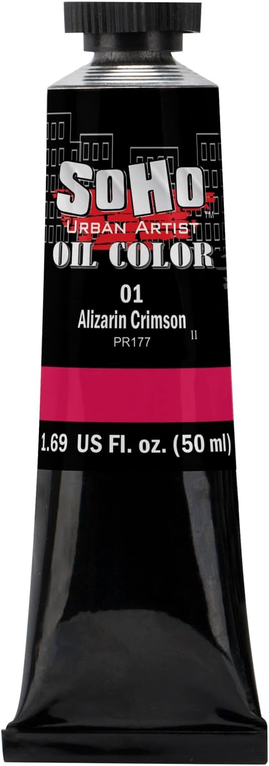 Soho Urban Artist Oil Paint - Alizarin Crimson, 50 ml Tube - Best Valued Oil Colors for Painting, Excellent Pigment Load