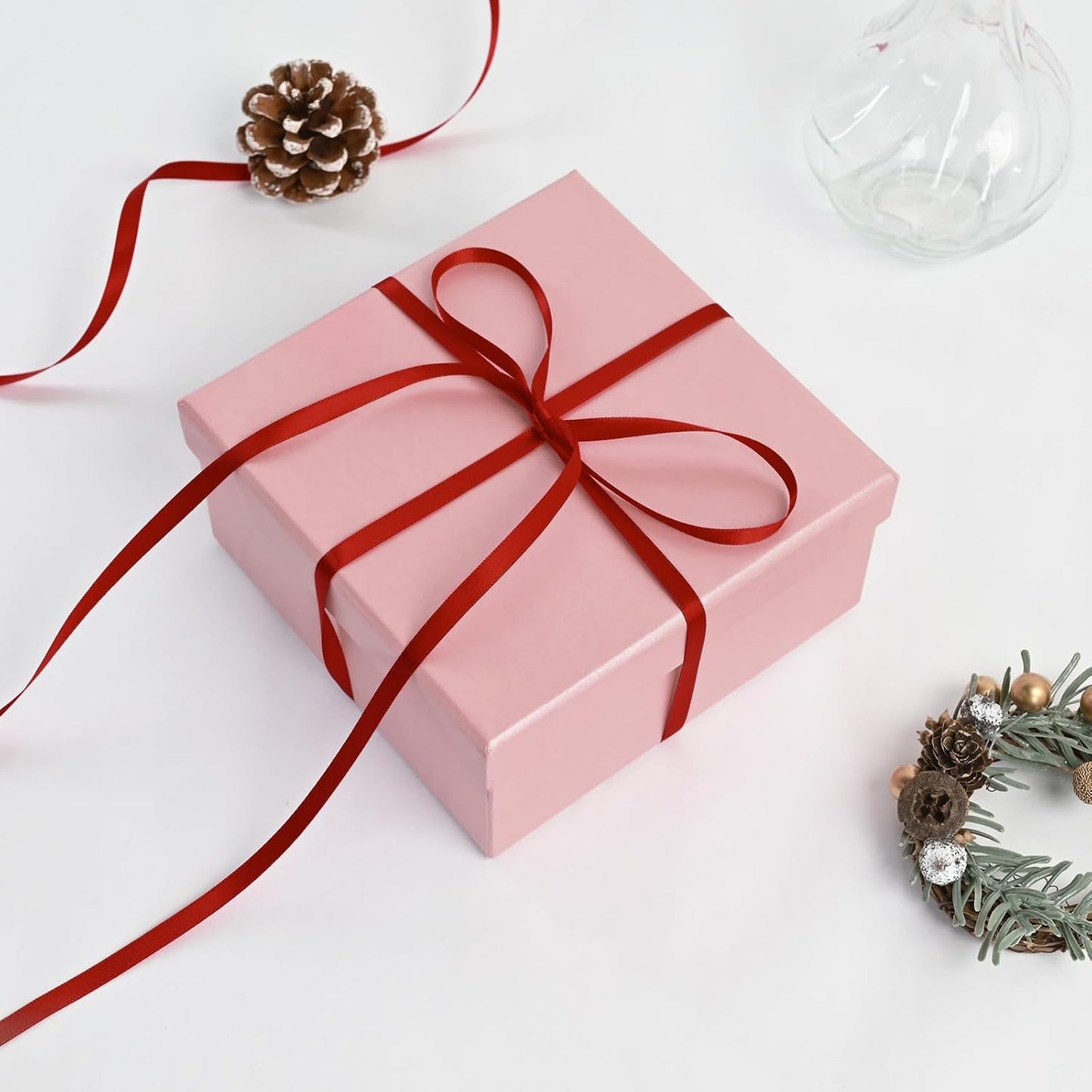 Red Satin Ribbon 1/4" X 50 Yards Solid Color Double Faced Ribbons Perfect for Crafts Wedding Decor Bow Making Arts Sewing and More