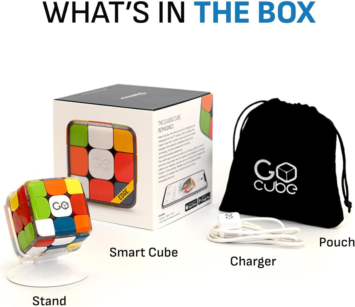 GoCube Edge, The Connected Electronic Bluetooth Cube - Award-Winning 3x3 Magnetic Speed Cube - App Enabled Interactive Smart Cube - Best Gift for Kids & Adults - STEM Brain Teaser Puzzles - Free App