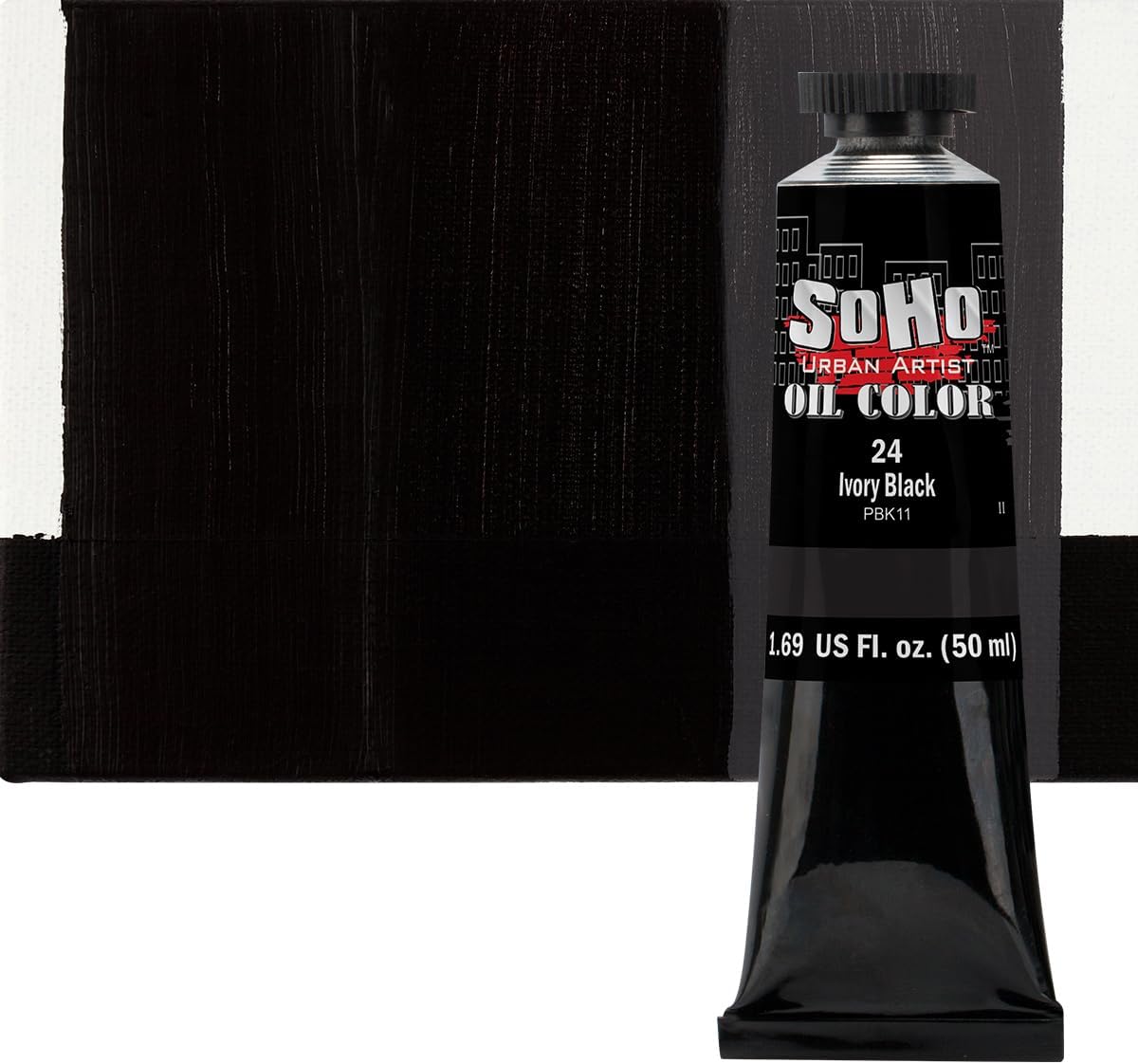 Soho Urban Artist Oil Paint - Ivory Black, 50 ml Tube - Best Valued Oil Colors for Painting, Excellent Pigment Load
